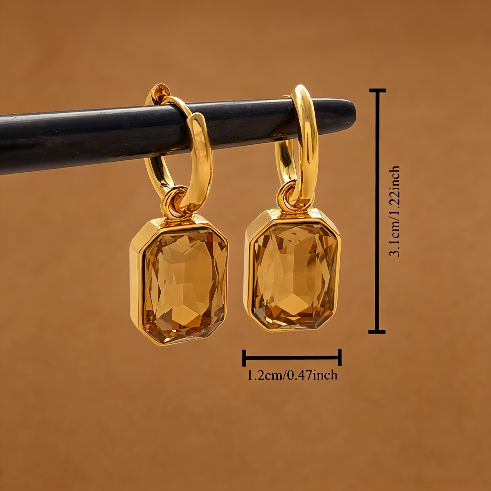 Elegant Geometric Women's Earrings with Synthetic Zirconia Drops